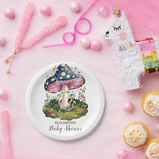 Zauberhafte Mushroom-Babydusche Pappteller (Party)