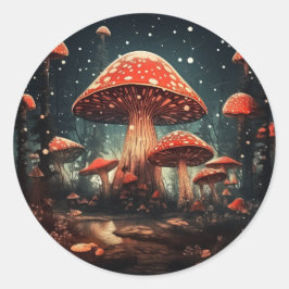Zauberhafte Mushroom-Hintergründe Runder Aufkleber