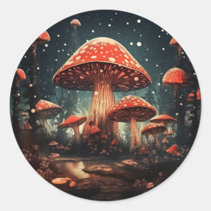 Zauberhafte Mushroom-Hintergründe Runder Aufkleber