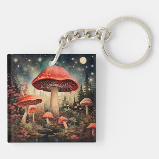Zauberhafte Mushroom-Hintergründe Schlüsselanhänger (Rückseite)
