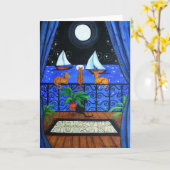 Zauberhafte Nachtmagie der Katzen Karte (Gelbe Blume)