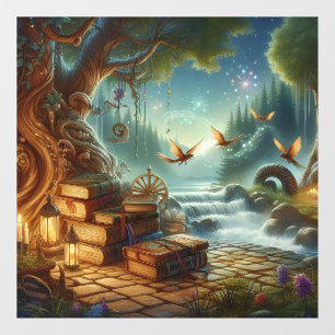 Zauberhafte Natur und Alte Bücher Fensterheber Fensteraufkleber