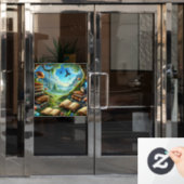 Zauberhafte Natur und Alte Bücher Fensterheber Fensteraufkleber (Büro Tür)