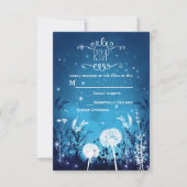 Zauberhafte Night Sky Stars & Foliage Blue RSVP Ka (Vorderseite)