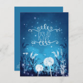 Zauberhafte Night Sky Stars & Foliage Blue RSVP Ka Einladungspostkarte (Vorne/Hinten)
