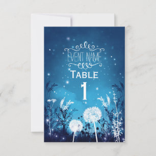 Zauberhafte Night Sky Stars & Foliage Blue RSVP Ka Karte