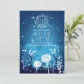 Zauberhafte Night Sky Stars & Foliage Blue Wedding Einladung (Stehend Vorderseite)
