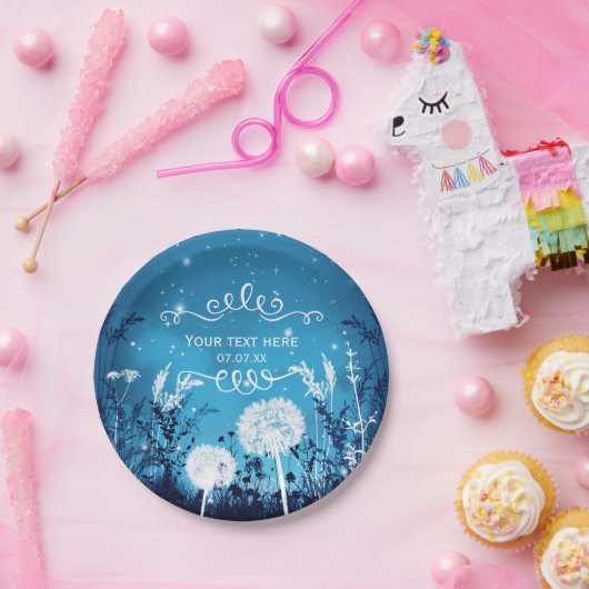 Zauberhafte Night Sky Stars & Foliage Blue Wedding Pappteller (Party)