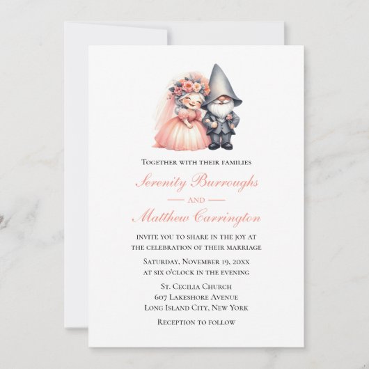 Zauberhafte Orangenwaldhochzeit im Gnome Einladung (Vorderseite)