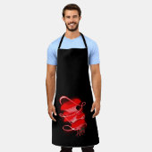 Zauberhafte Oyster glühende Rot-Pilz-Schwarz Schürze (Getragen)