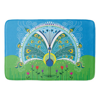 Zauberhafte Pfau-Symmetrie Badematte