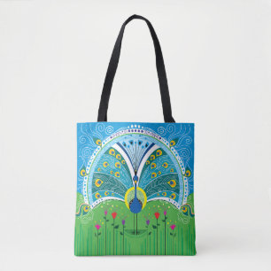 Zauberhafte Pfau-Symmetrie Tasche
