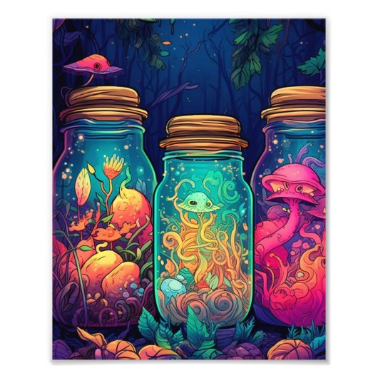 Zauberhafte Pilzkrüge - hyperbunt Fotodruck (Vorne)