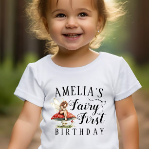 Zauberhafte Pilzmädchen Fee Erster Geburtstag Baby T-shirt