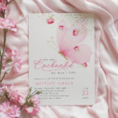 Zauberhafte Pink Butterfly Babydusche Einladung