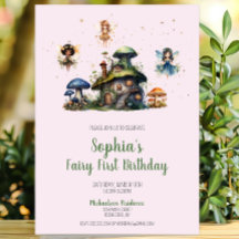 Zauberhafte Pink Fairy First Birthday Mushroom