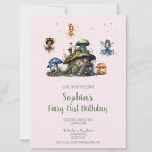 Zauberhafte Pink Fairy First Birthday Mushroom Einladung