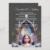 Zauberhafte Prinzessin aus Fairy-Schnee magisch da Einladung (Vorne/Hinten)