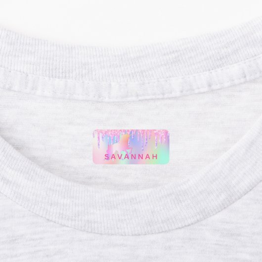 Zauberhafte Regenbogen-Glitzer, rosa Kleidung Etiketten (Befestigt)