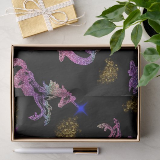 Zauberhafte Regenbogenfarben auf schwarz Seidenpapier (Geschenk)