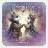 Zauberhafte Renaissance-Märchenwaldhochzeit Quadratischer Aufkleber (Vorderseite)