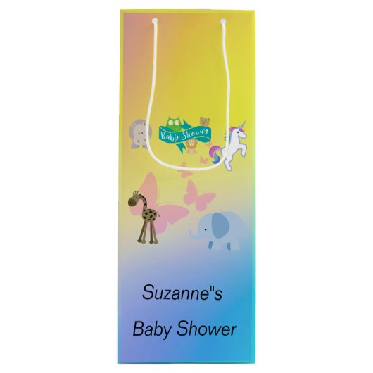 Zauberhafte Ritterparade Kinderdusche gelb pink Geschenktüte Für Weinflaschen (Vorderseite)