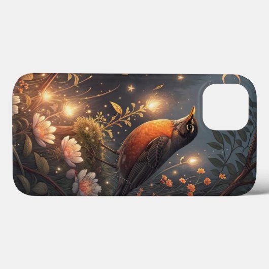 Zauberhafte Robin Bird und Blume Case-Mate iPhone Hülle (Rückseite (Horizontal))