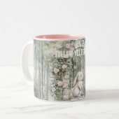 Zauberhafte Rosa Blumengarten Sonnige Träume Zweifarbige Tasse (Vorderseite Links)