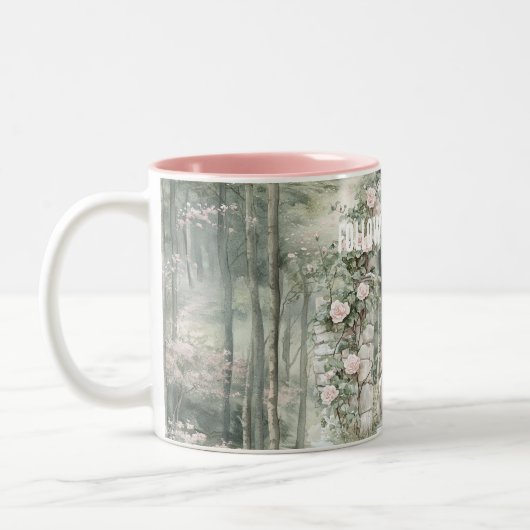 Zauberhafte Rosa Blumengarten Sonnige Träume Zweifarbige Tasse (Links)