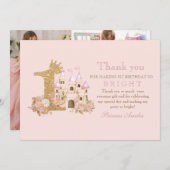 Zauberhafte Rosa Burg Dankeskarte (Vorne/Hinten)