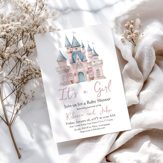 Zauberhafte Rosa Prinzessin Es ist eine Girl Baby Einladung