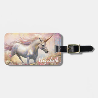 Zauberhafte Rosa und Gold Einhornmassage Gepäckanhänger