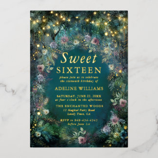Zauberhafte Rose Fairy Light Sweet 16 Folieneinladung