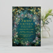 Zauberhafte Rose Fairy Light Sweet 16 Folieneinladung (Stehend vorne)