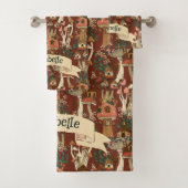 Zauberhafte rote Hütte, Muster für die Blumenmuste Badhandtuch Set (Insitu)