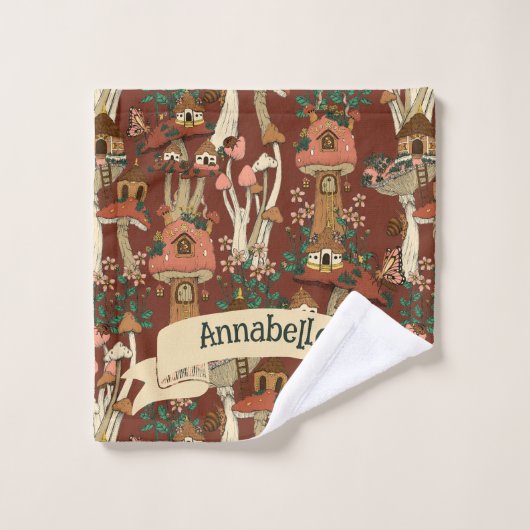 Zauberhafte rote Hütte, Muster für die Blumenmuste Badhandtuch Set (Waschlappen)