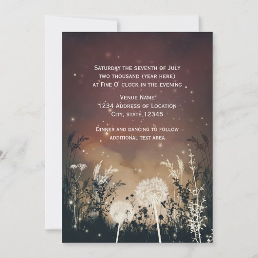 Zauberhafte Rustikale Night Sky Stars & Foliage Ho Einladung (Rückseite)