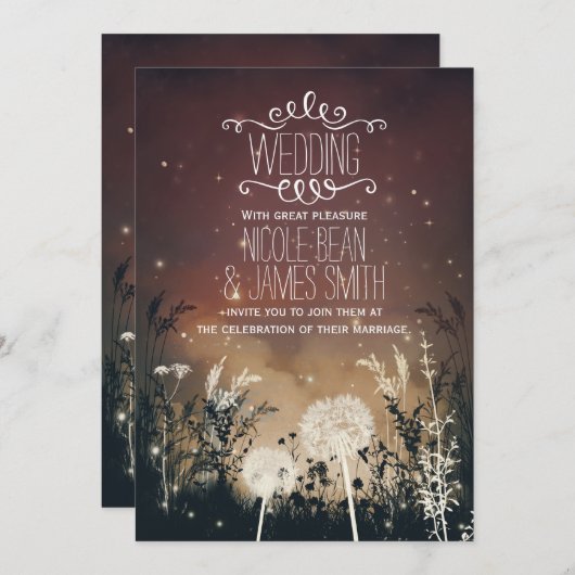 Zauberhafte Rustikale Night Sky Stars & Foliage Ho Einladung (Vorne/Hinten)