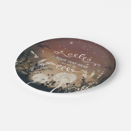 Zauberhafte Rustikale Night Sky Stars & Foliage Ho Pappteller (Schrägansicht)