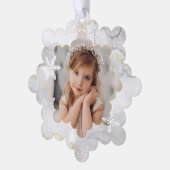 Zauberhafte Schneeflocken und Foto der Glitzern Ornament Karte (Linke Ecke)