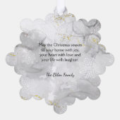 Zauberhafte Schneeflocken und Foto der Glitzern Ornament Karte (Rückseite)