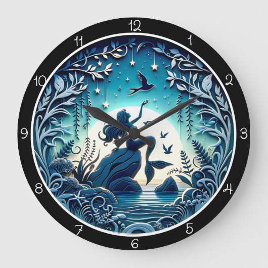 Zauberhafte Seezungenuhr Große Wanduhr (Vorderseite)