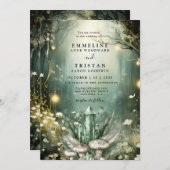 Zauberhafte Smaragdwälder Hochzeitszauber Einladung (Vorne/Hinten)