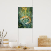 Zauberhafte Smaragdwälder Magische Fox Kunst Poster (Küche)
