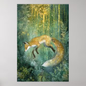 Zauberhafte Smaragdwälder Magische Fox Kunst Poster (Vorne)