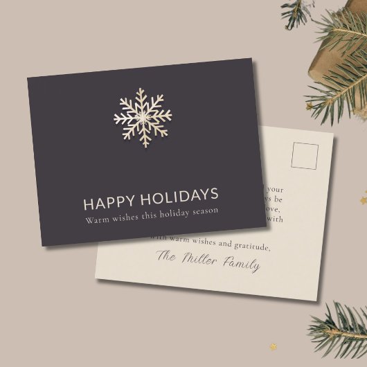 Zauberhafte Snowflake Happy Holidays Feiertagspostkarte