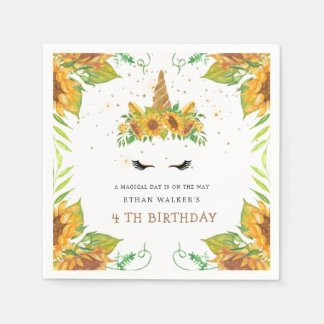 zauberhafte Sonnenblume unicorn Geburtstagspapier Serviette