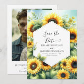 Zauberhafte Sonnenblumenhochzeit Save The Date (Vorne/Hinten)