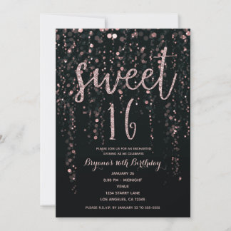 Zauberhafte Star Lights Rose Gold Blush Sweet 16 i Einladung