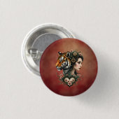 Zauberhafte Steampunk-Blumenwelt Button (Vorne & Hinten)